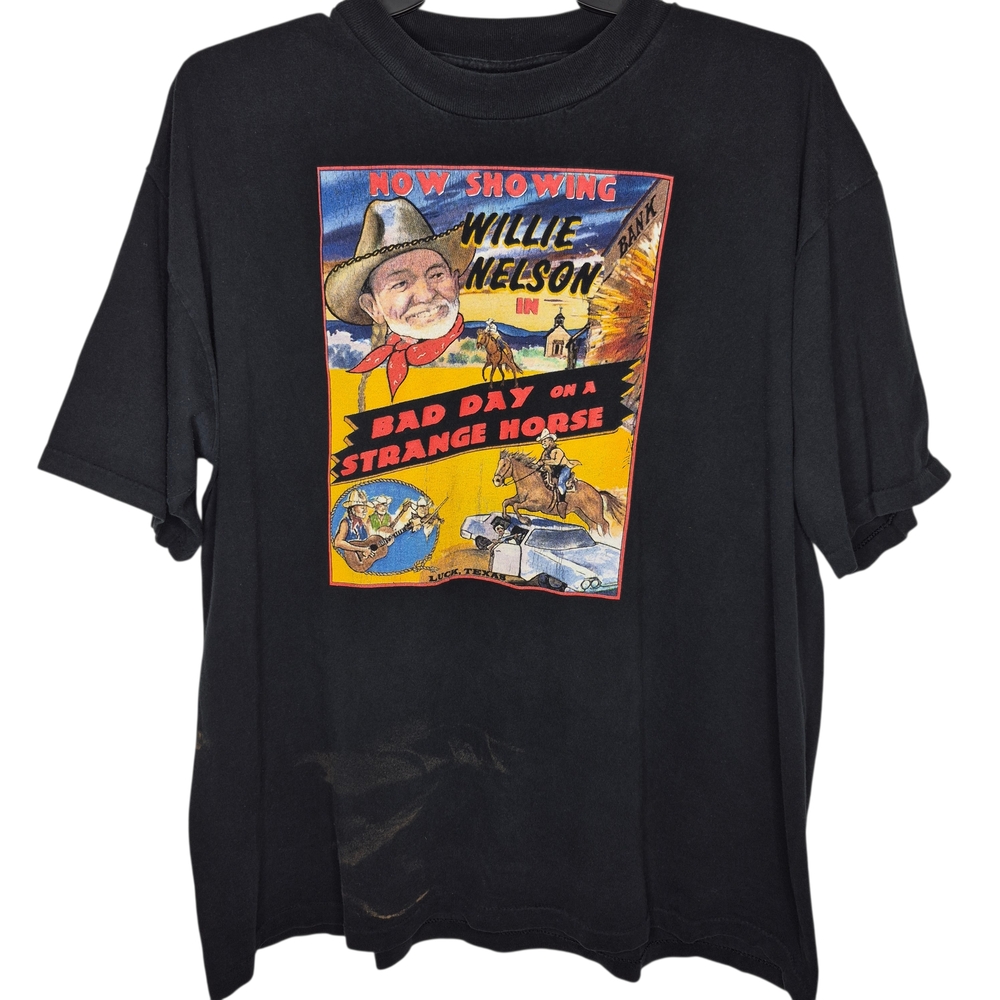 Vintage 90s‎ Willie Nelson Bad Day On A Strange Horse T Shirt Size XXL